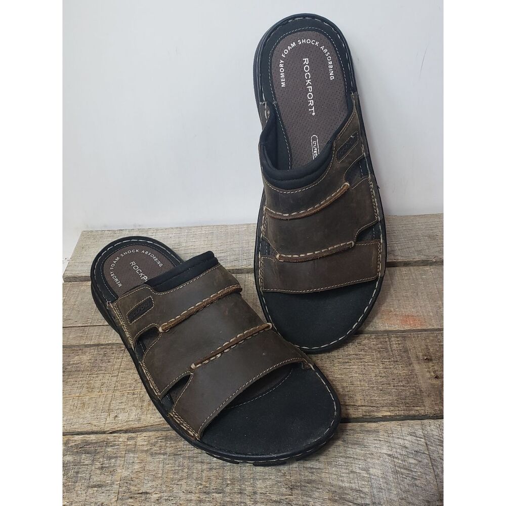 ROCKPORT Trutech Darwyn Leather Slide Sandals Men's 9.5